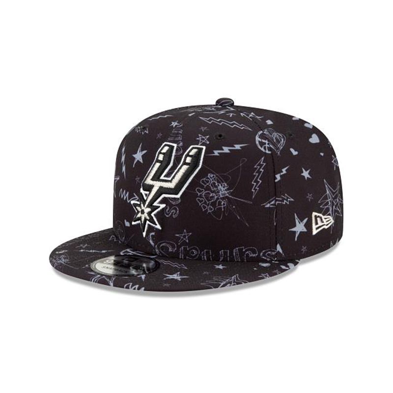 NBA San Antonio Spurs Doodle 9Fifty Snapback (DDU4928) - Black New Era Caps